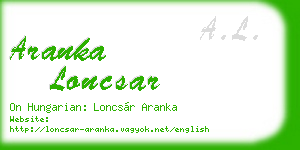 aranka loncsar business card
